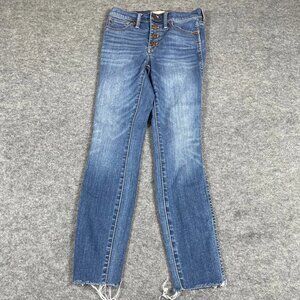 Madewell Jeans Womens 24 Blue Denim High Rise Skinny Crop Button Fly Stretch